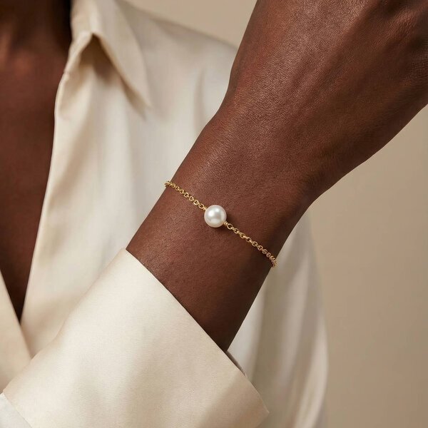 18k Gold Plated Chain Pearl Bracelet