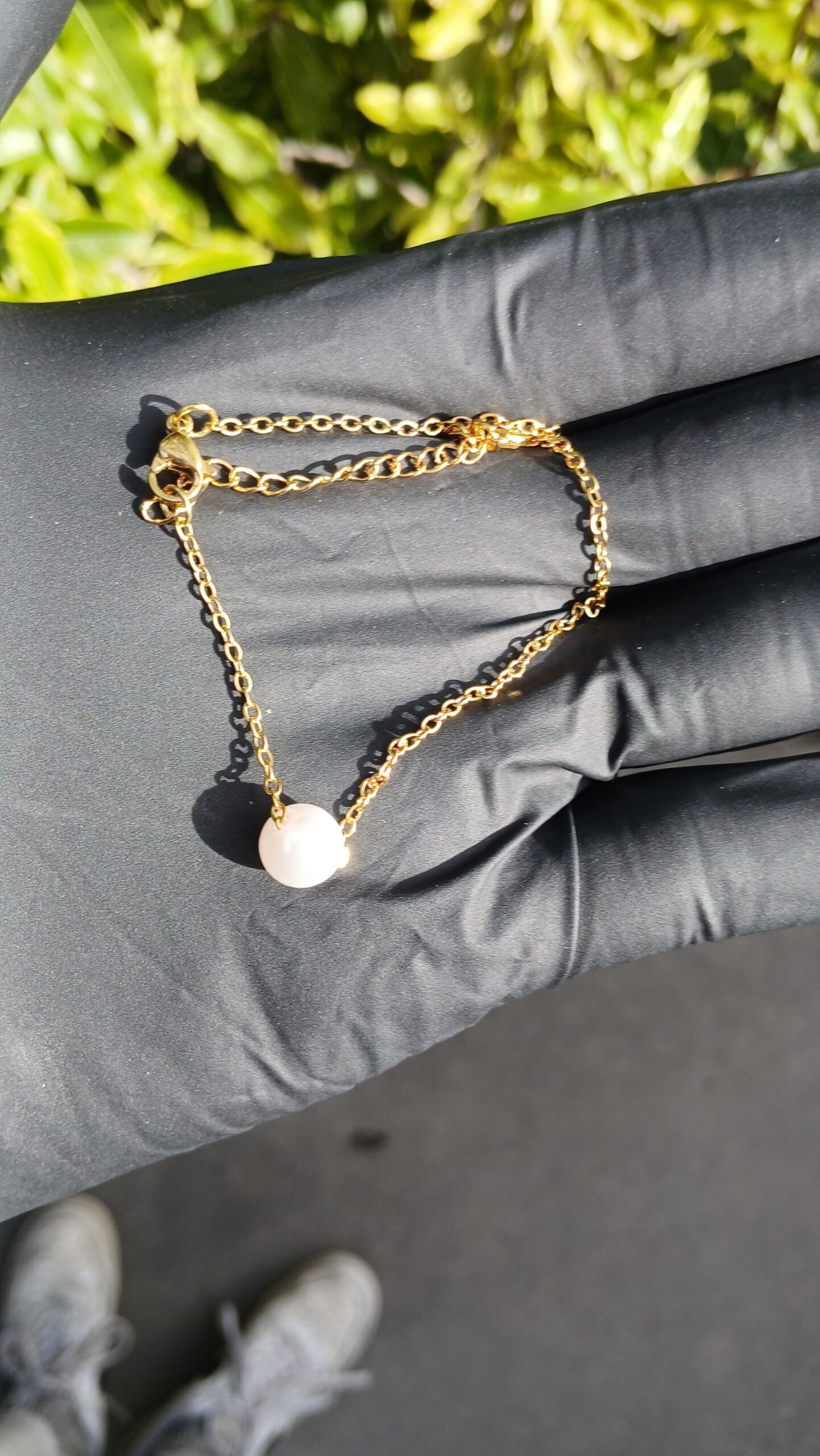 18k Gold Plated Chain Pearl Bracelet