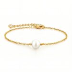 18k Gold Plated Chain Pearl Bracelet