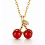 18K Gold plated chain With Cherry Pendant Necklace